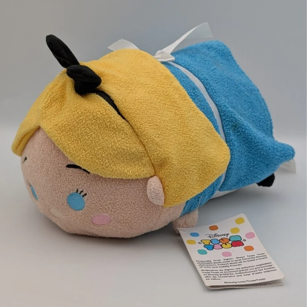 Disney Tsum Tsum Alice Wonderland Medium Plush Stackable NWT 11 Inch Blue Yellow